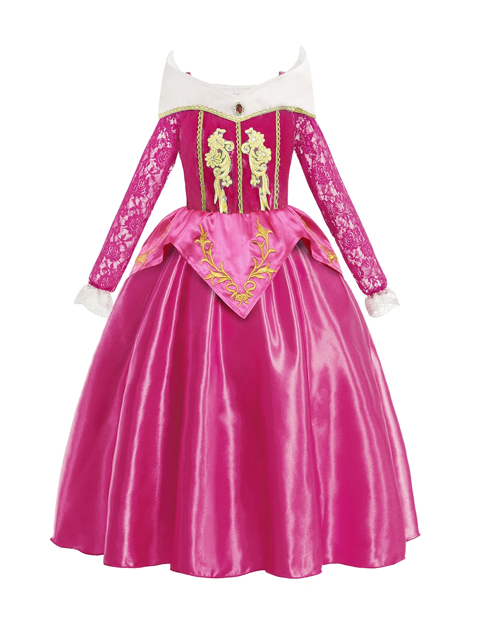 YOFEEL Aurora Dress Up Costumes for Girl Pink Sleeping Beauty Princess Costume Kids Christmas Party Birthday Fancy Dress