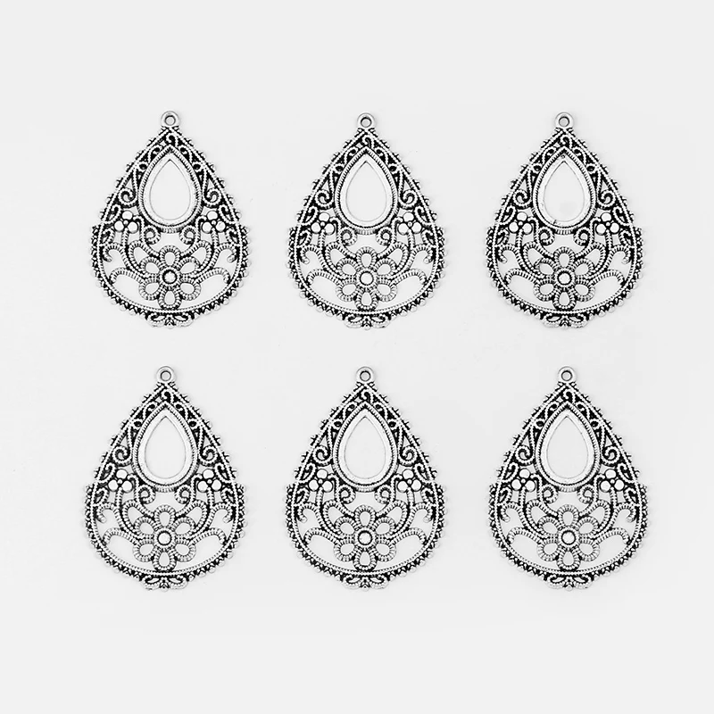 Филигранная Большая подвеска в форме цветка кабошона 17*11 мм 6 шт.|Подвески| |