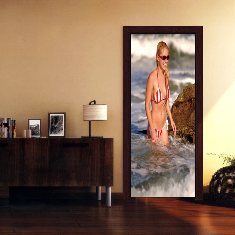 

Новейший красивый узор наклейки на стену Двери Шаблон двери наклейки для стены в гостиной обои наклейка на стену украшение дома ZB86