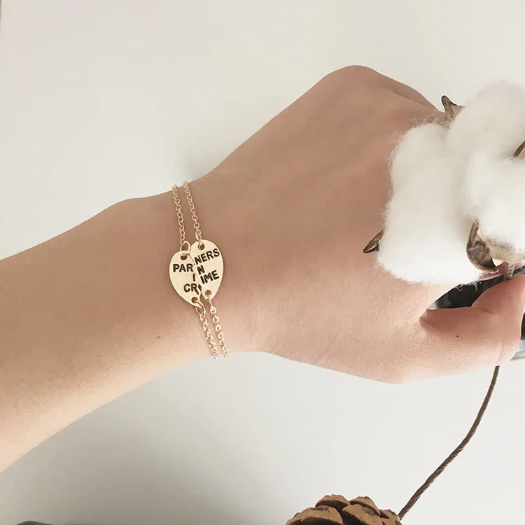 Браслет с отстрочкой в форме сердца новый золотой браслет Женский пазл для