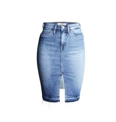 Новое поступление женские джинсовые юбки до колена с высокой талией