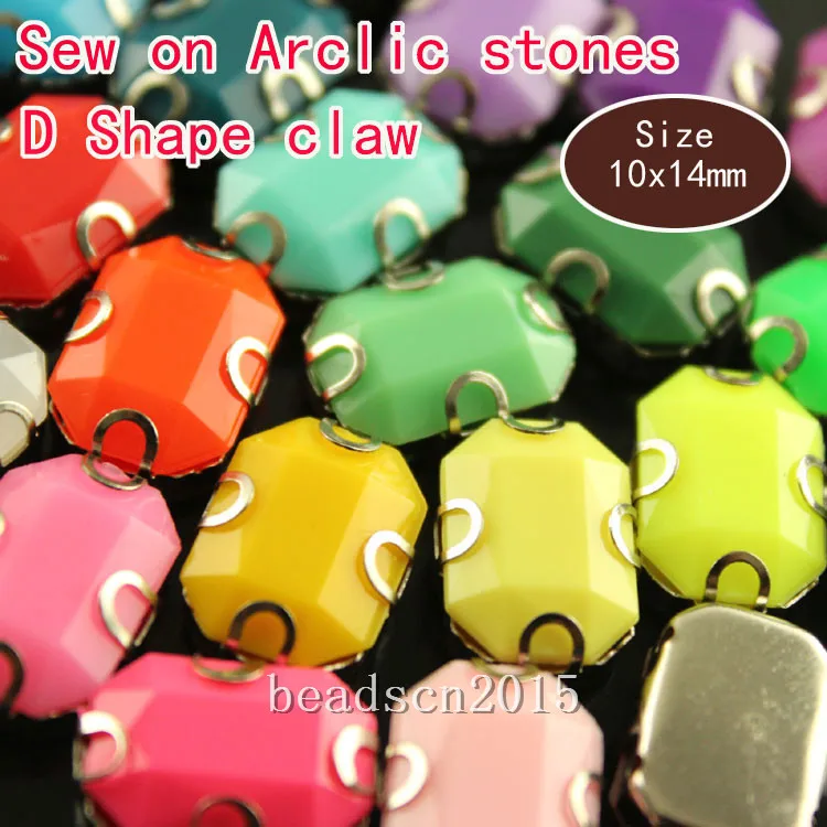 20 шт. прямоугольные 10x14 мм карамельные Акриловые стразы Пришивные с D образной