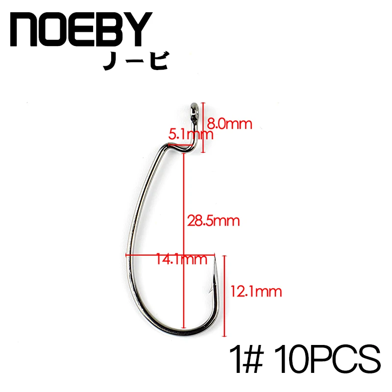 1- NOEBY рыболовный крючок с колючей рукояткой острый Pesca для мягкой приманки снасти Высокоуглеродистая сталь черный цвет джиг большой Рыболовный крючок на окуня - Цвет: 1-