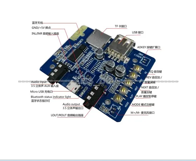 Приемник Bluetooth MP3/WMA/WAV аудио Плата декодера USB tf плеер/AUX/EQ|mp3 decoder player|mp3 mp3mp3 wma |
