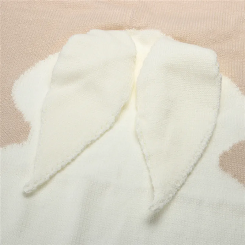 Одеяло пеленка для новорожденных мягкое покрывало с кроличьими ушками кроше