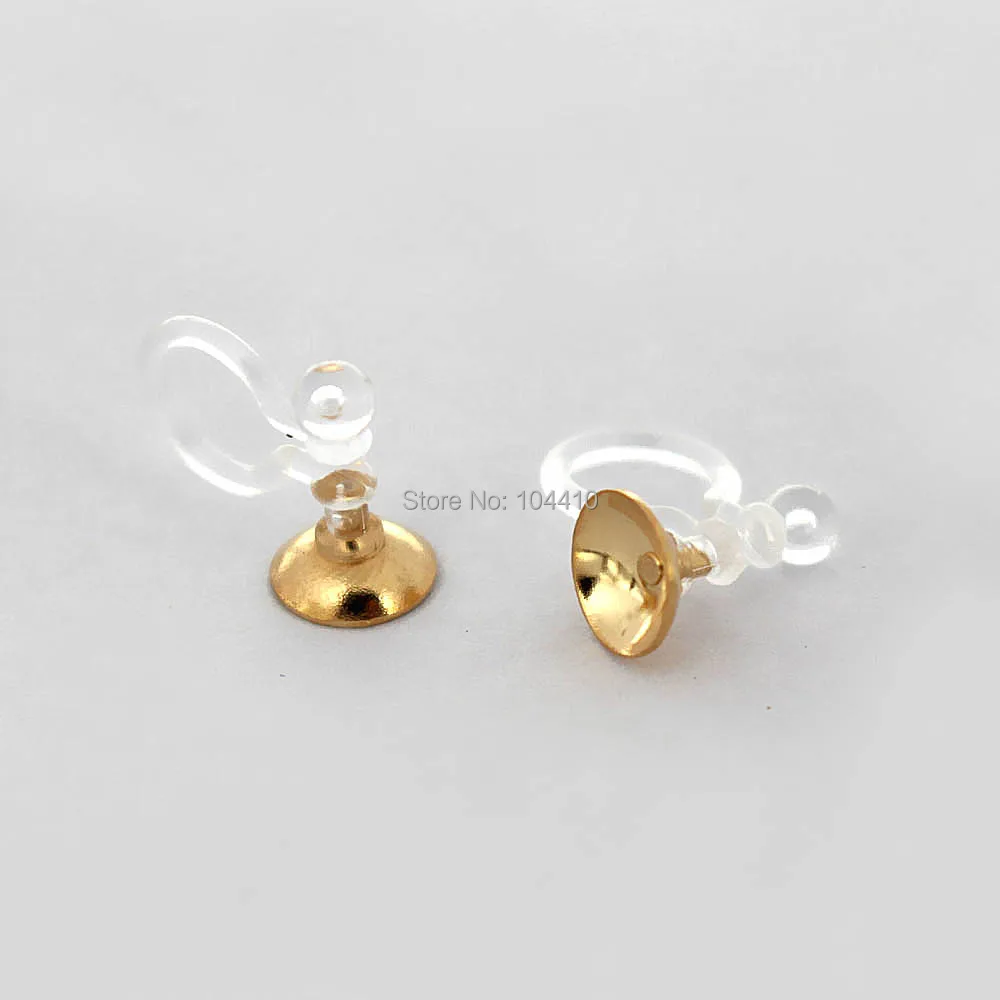 Серьги Клипсы из нержавеющей стали 6 мм круглые жемчужные основы| |