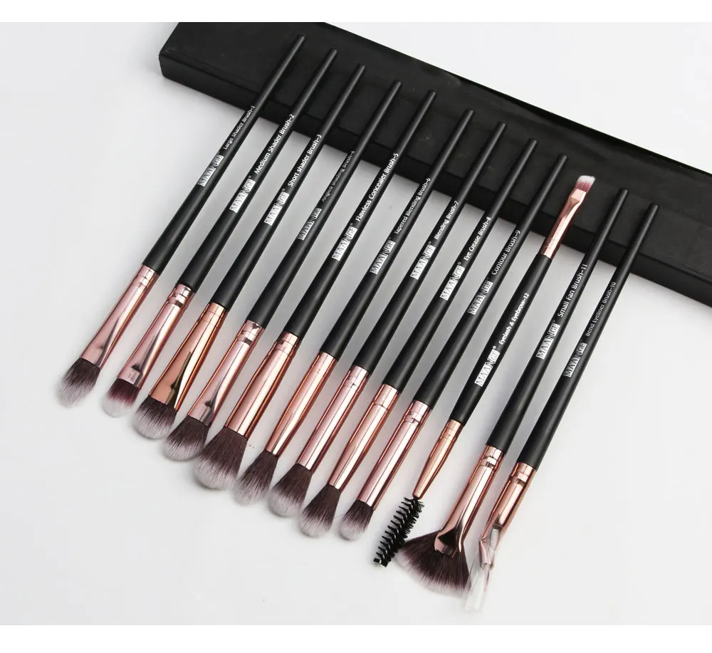 MAANGE новые толстовки с надписью «Make Up щетки 3 состоит из 12 штук, профессиональное смешивание теней для век бровей вентилятор кисти для макияжа Красота набор для макияжа