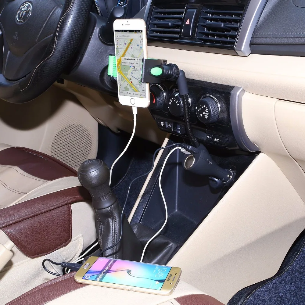 Universal Car Phone Holder Mount with USB Charger Cigarette Lighter Cradles for iPhone Samsung Nokia HTC Xiaomi 3.5-6.3&quot Phones |