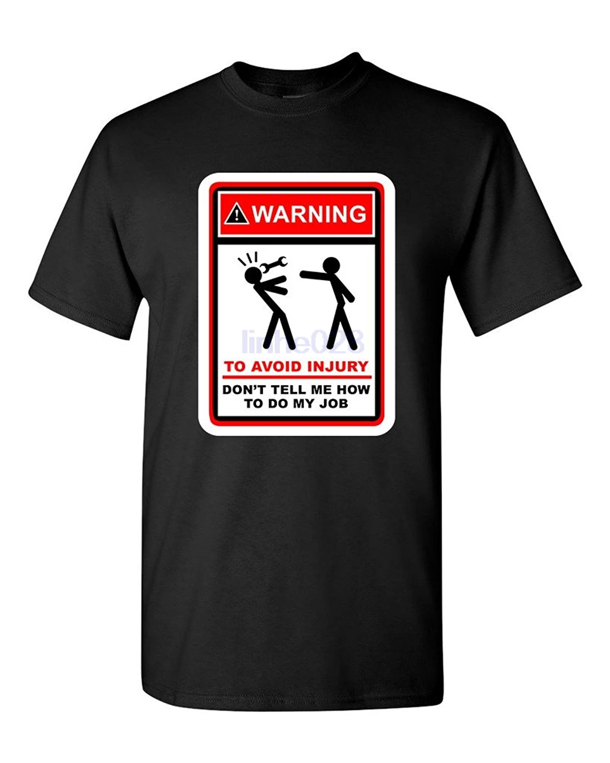 Возьмите Футболка логотип печати Предупреждение чтобы избежать травм не