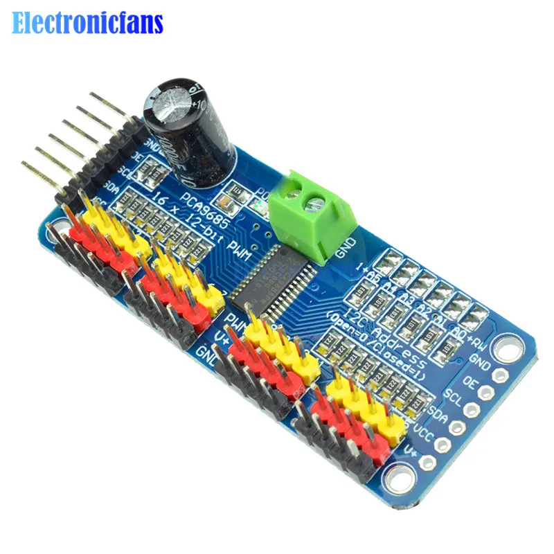 I2C 16 каналов сервопривод модуль PCA9685 для Arduino Raspberry Pi 12 битов ШИМ робот Servo Щит 5- 10 В