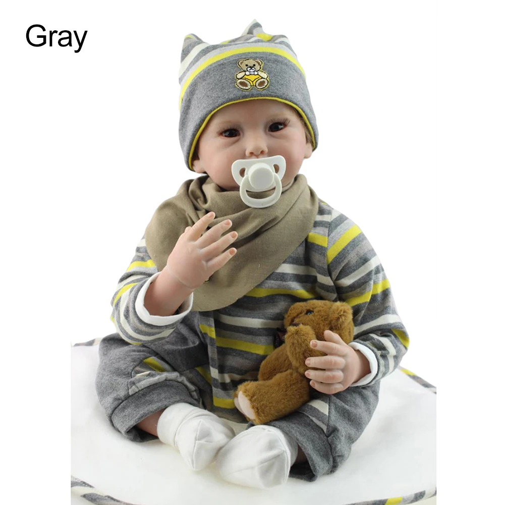 

Fashion 55cm Reborn Baby Boy Girl Doll Vinyl Silicone Children Accompany Toy Kids Gift