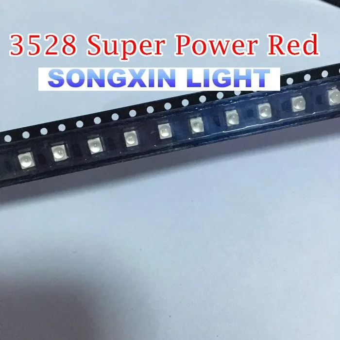 200 шт. 3528 красный SMD СВЕТОДИОДНЫЙ супермощный PLCC-4 Видимый светодиодный Tot View
