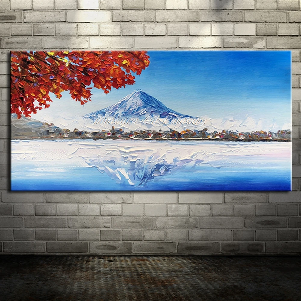 Картина маслом Mintura Ручная роспись Акриловая канва пейзаж красивое крепление Fuji
