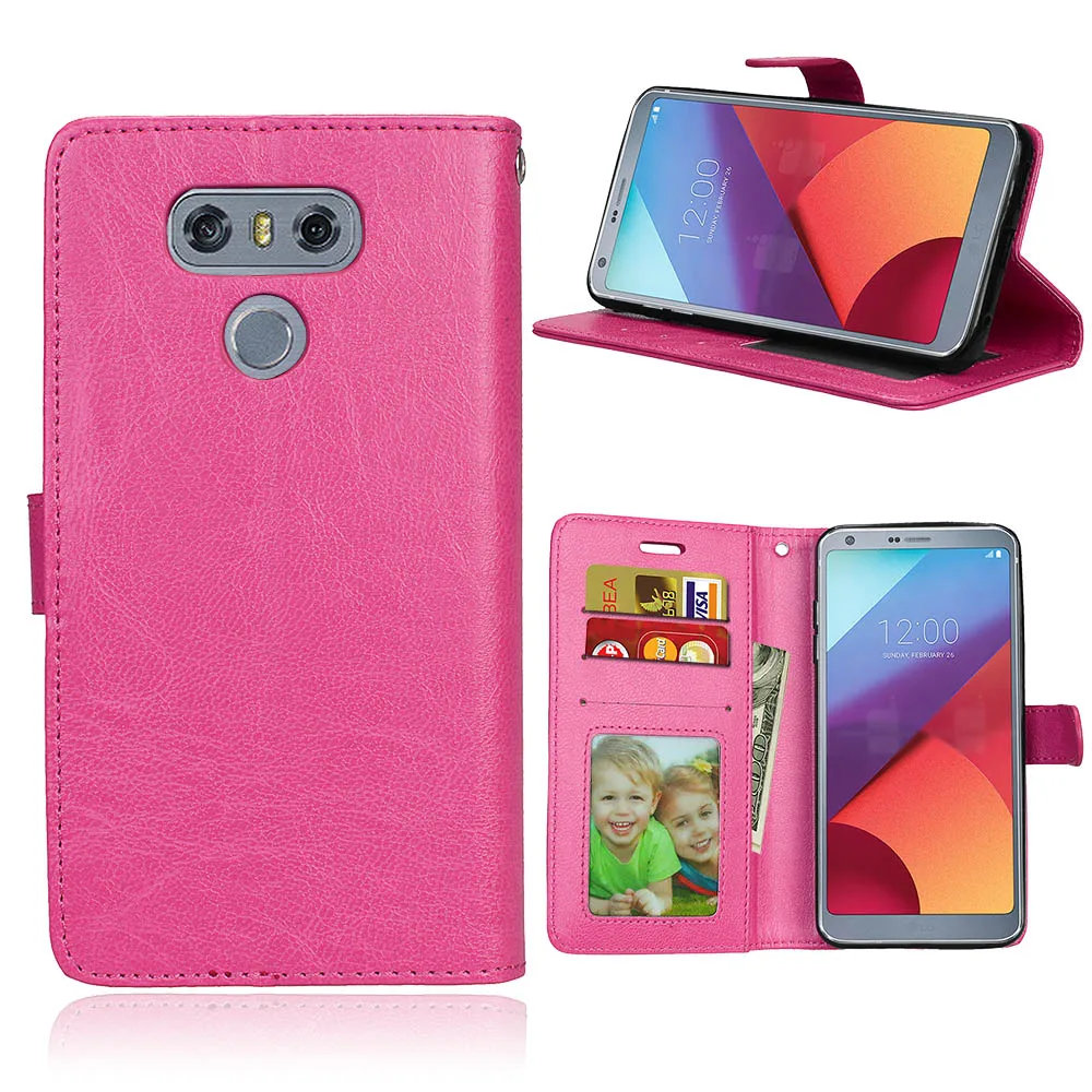 Чехол для LG G6, роскошный чехол-книжка с подставкой и бумажником из искусственной кожи для LG G 6, защитный чехол для LG G6 5,7 '', чехол для телефона s Shell - Цвет: Rose
