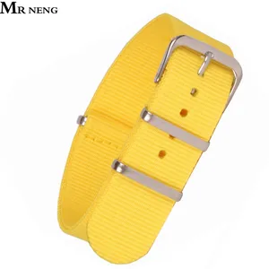 Ремешок для наручных часов MR NENG, классический желтый тканевый ремешок из нейлона в стиле милитари, 18-20 мм