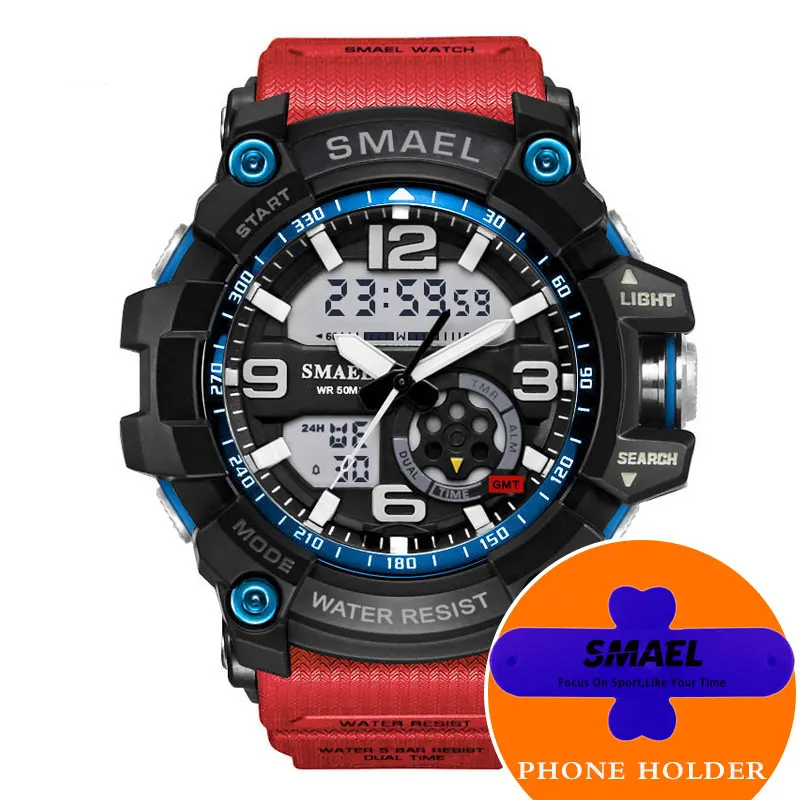 SMAEL армейские зеленые спортивные часы мужские наручные часы Montre Homme 1617 водонепроницаемые мужские цифровые часы - Цвет: Black Blue Red