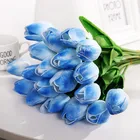 Высокое качество; 1 предмет в комплекте синего цвета реального касания тюльпан искусственные тюльпаны для украшения дома мини тюльпаны цветы белый; Искусственная кожа (ПУ), тюльпан цветок букеты