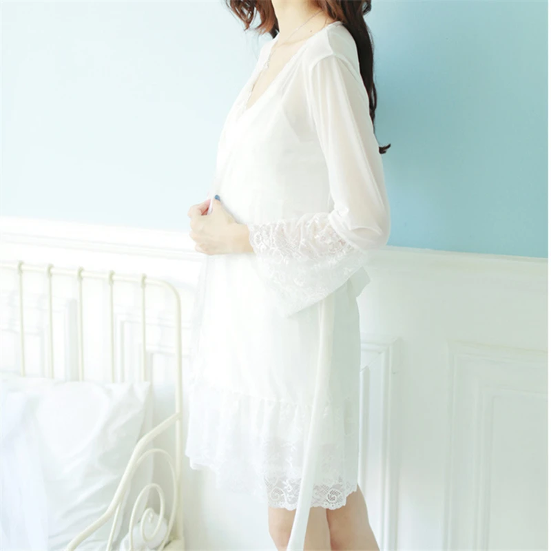 Новое поступление сексуальная ночная рубашка халат набор наборы кружевная