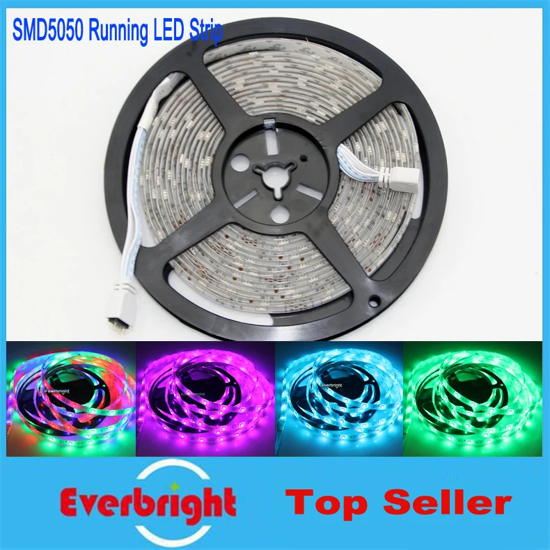 

5m 54LED/m SMD 5050 DC12V IP65 waterproof and Non-waterproof Scrolling Running RGB LED Strip +25 keys IR Controller