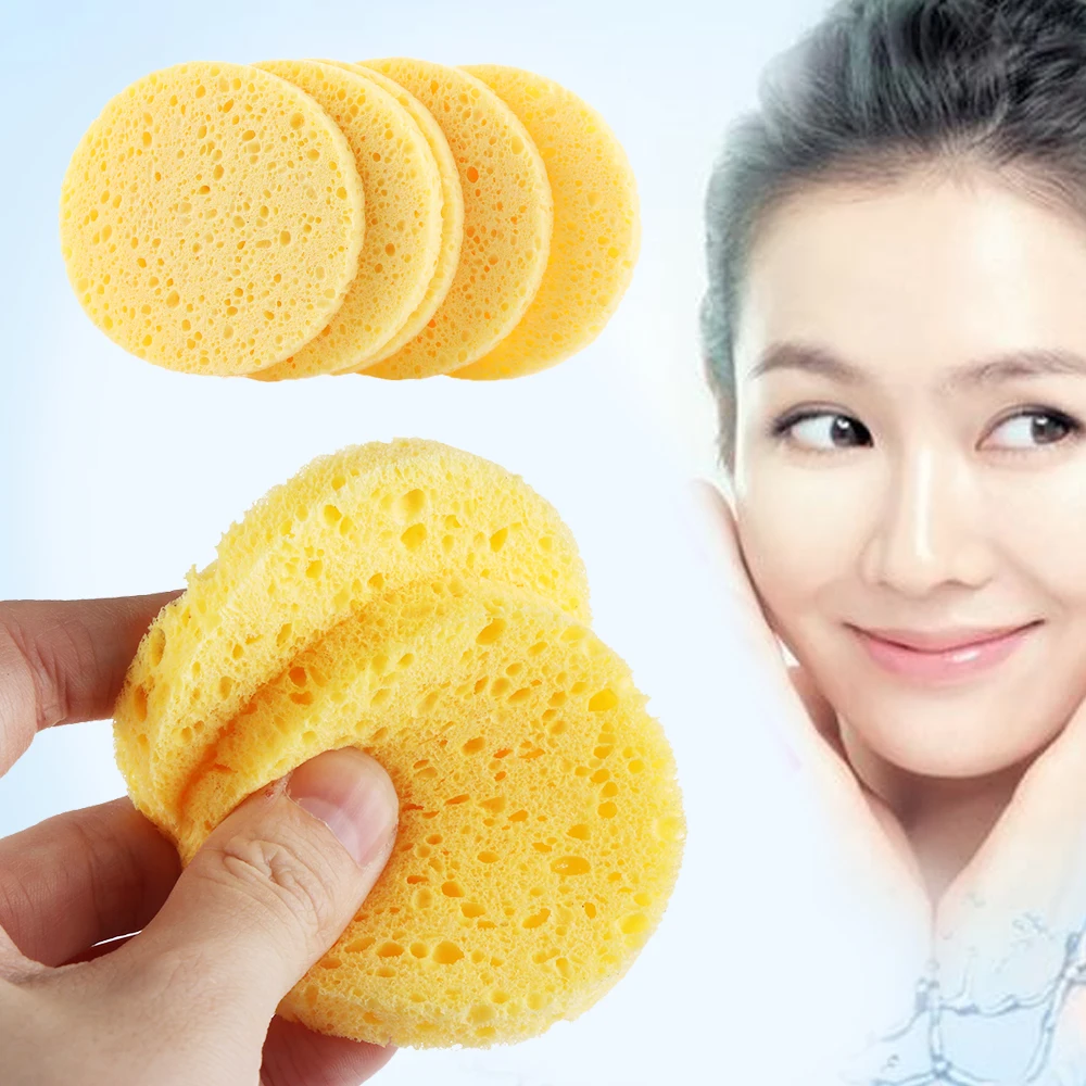 10 шт. натуральная древесная масса губка для очищения лица круглая мягкая желтая