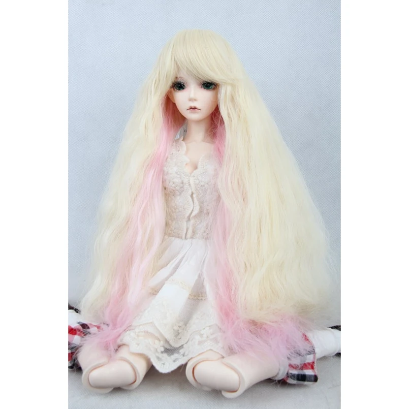 BJD длинный парик блонд и розовый для 1/6 1/3 24 &quot1/4 17&quot высокий SD MSD DK DZ AOD DD YOSD VOLKS