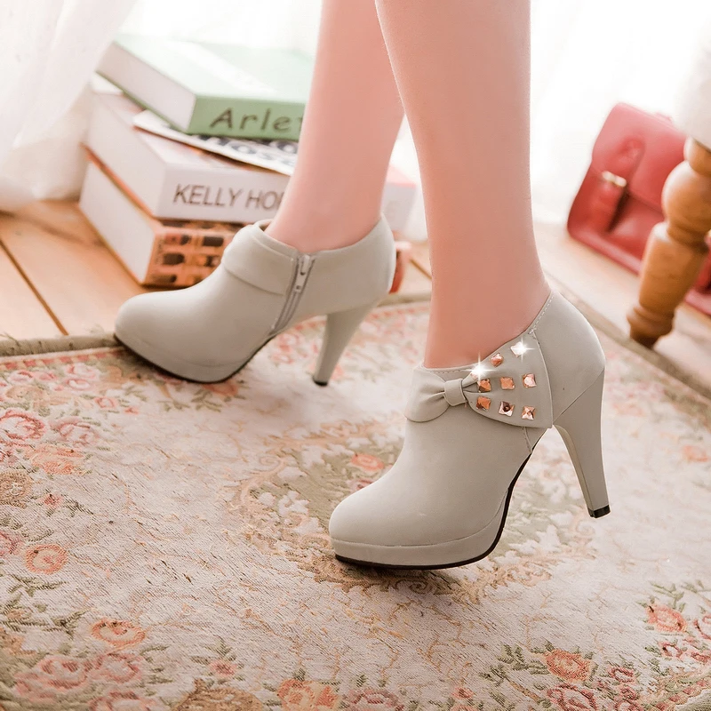 New arrival Hand sewn Big Size 11 12 fashion Zip Flock women shoes woman Crystal ladies Non-slip womens Single High Heels | Обувь