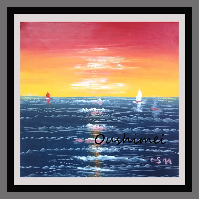 Ручная роспись восход и морской пейзаж домашний декор для стен искусство