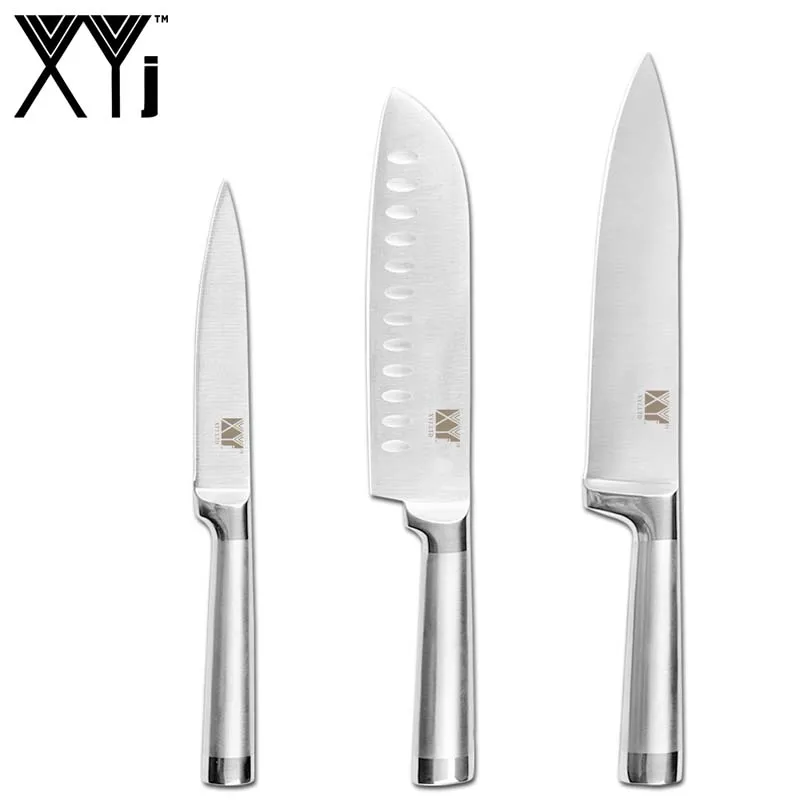 F.3pcs set XYj 8 шт. набор ножей из нержавеющей стали 13 ''Магнитная подставка для ножей шеф-повара нарезки хлеба кости сантоку ножи для чистки овощей и фруктов инструмент для приготовления пищи - Цвет: F.3pcs set
