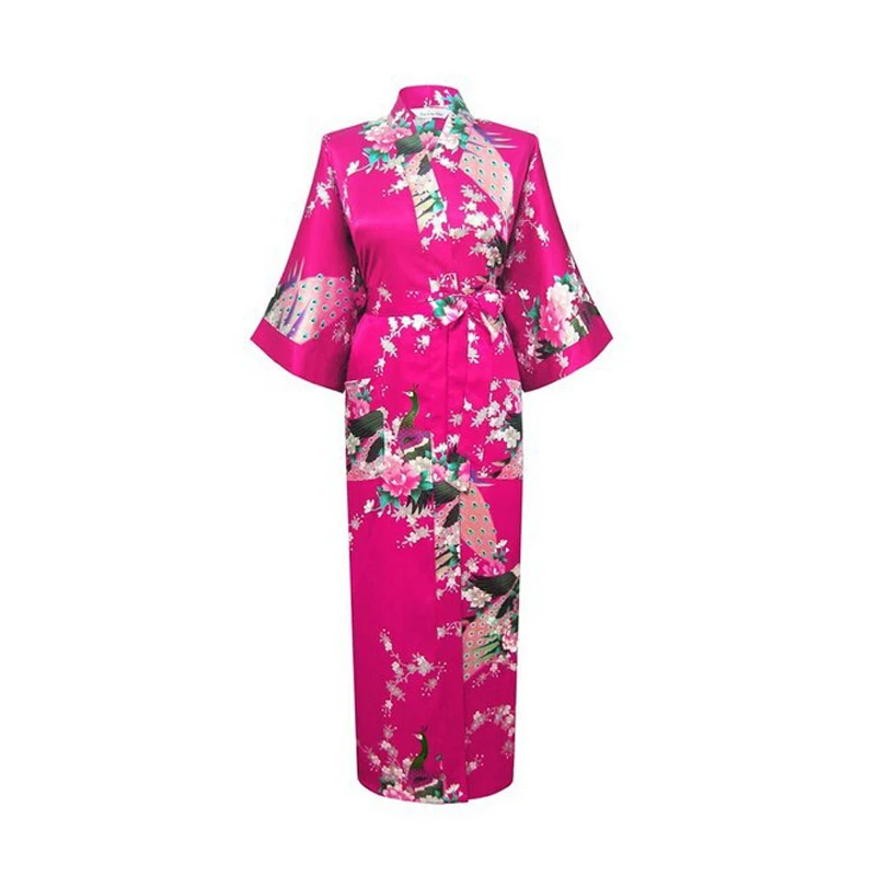 Женское винтажное кимоно атласный Атласный халат из искусственного шелка