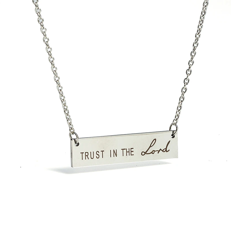 Laser Words Engrave Stainless Steel Collar Pendant Bar Necklace Christmas Present Gift for Mom Mama Wife Jewelry Accessories - Окраска металла: N010743