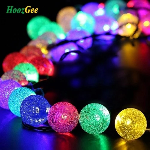 RGB HoozGee солнечные гирлянды открытый Сказочный светильник многоцветный 30 светодиодный хрустальный шар Рождественские елки Сад вечерние украшения для фестиваля - Испускаемый цвет: RGB