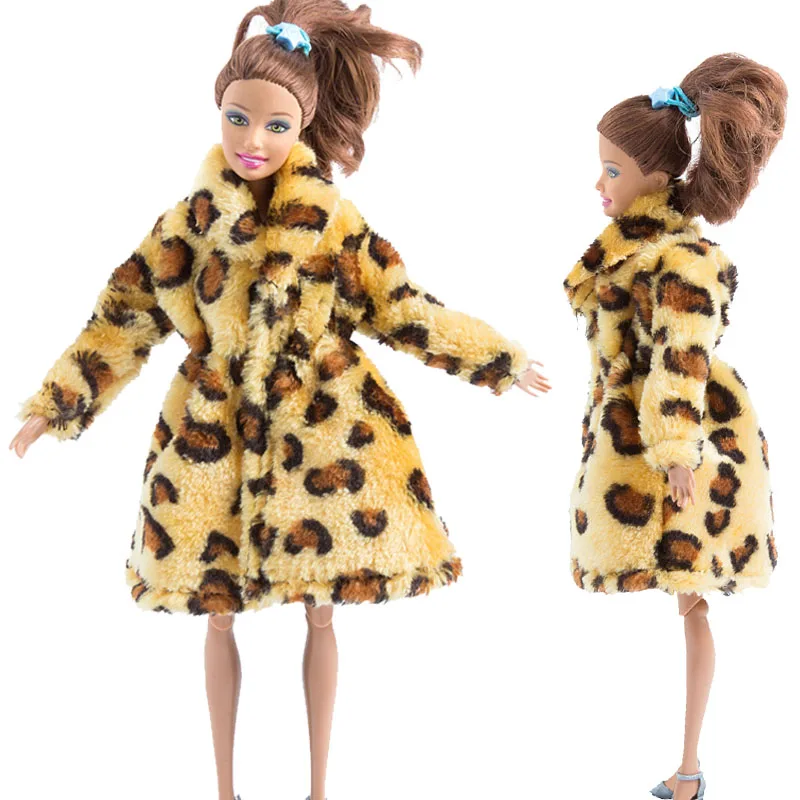 

Brown Leopard Handmade Fashion Doll Clothes For Barbie Winter Clothing 1/6 BJD Doll Accessories Kids Toy
