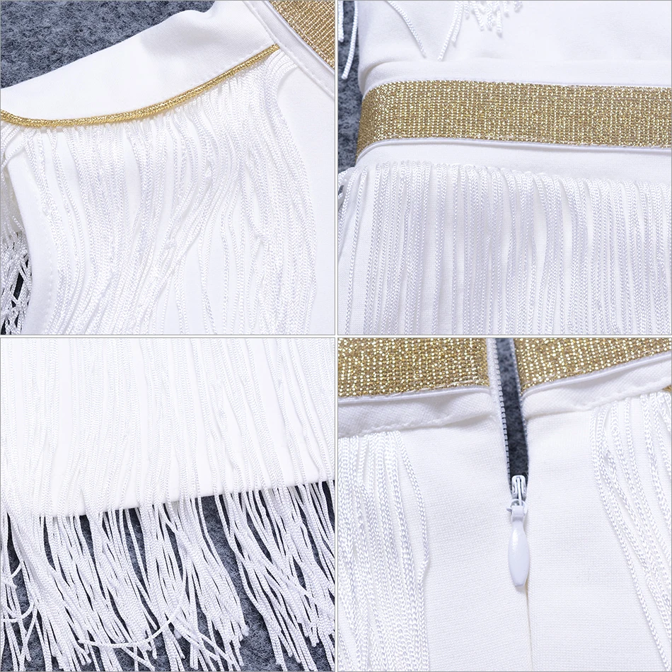 Dressbird Для женщин Летнее облегающее платье Вечерние платья Vestido элегантный белый черный короткий рукав платье с бахромой, с кисточками, мини-Клубное платье Vestidos