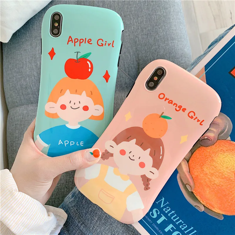 cartoon slender waist boys girls IMD Orange blue soft shell mobile phone bag For Apple iphone6 6s 7 8 Plus X XS XR MAX case |