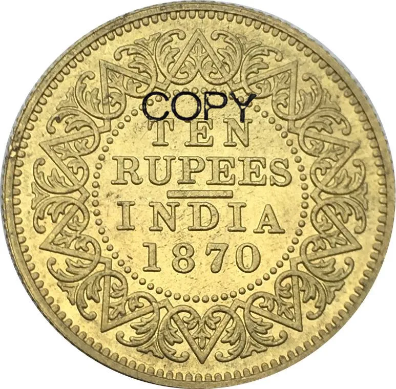 Новый продукт Британская Индия Виктория Королева 1870 десять 10 рупий латунная