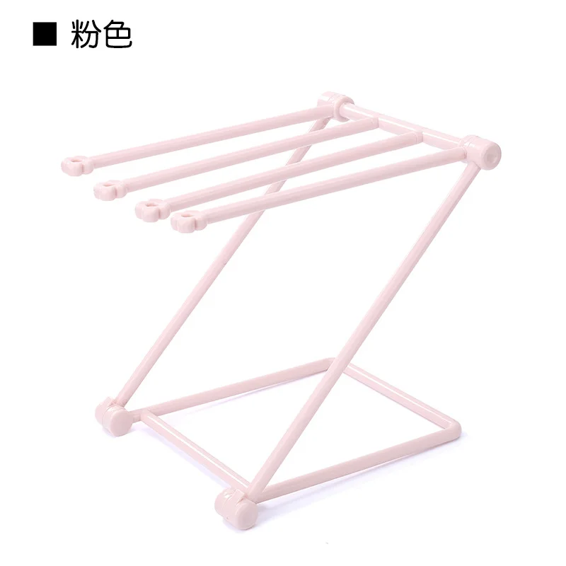 Pink 1 шт. Пластиковая Складная Полка для полотенец кухня многоцелевой подвесной держатель бутылки подставки для сушки Органайзер инструмент для ванной комнаты - Цвет: Pink