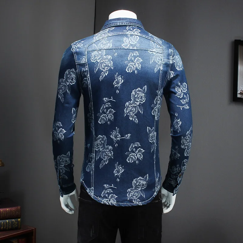 

Exquisite White flowers 3d printing fashion casual long-sleeved shirt Spring 2018 New quality cotton soft luxury shirt men M-5XL