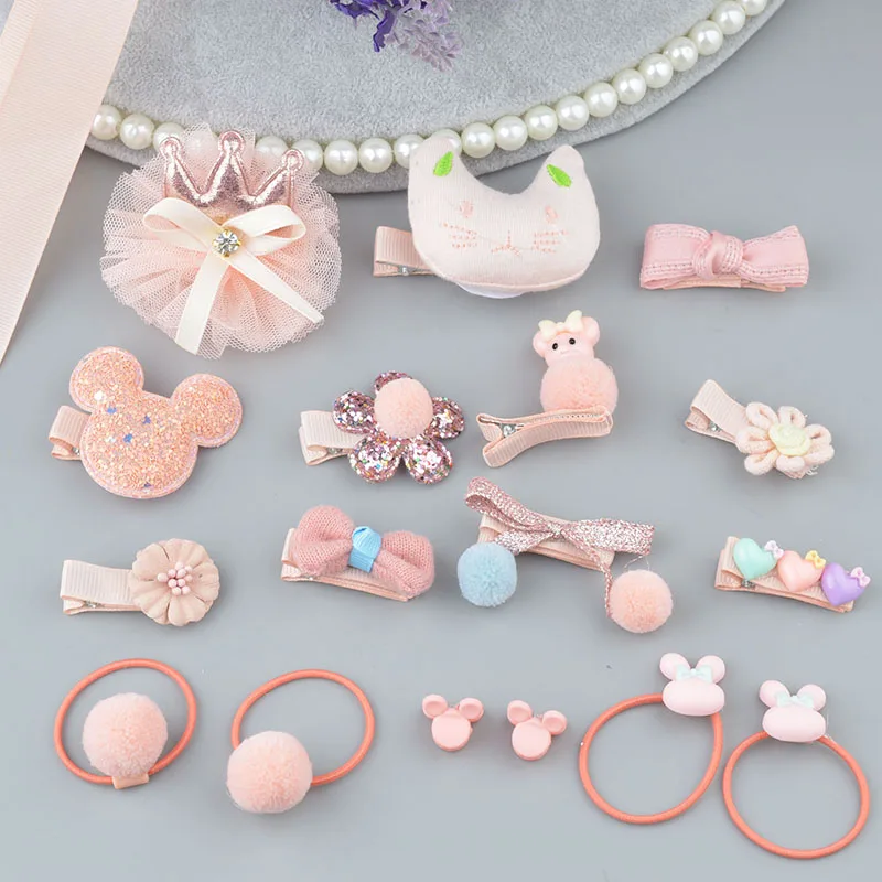 18 pieces set ivory 1 комплект цветок Дети Детские аксессуары заколки младенец, ткань лук цветок Головные уборы заколки для волос головной убор A7 - Цвет: 18 pieces set ivory