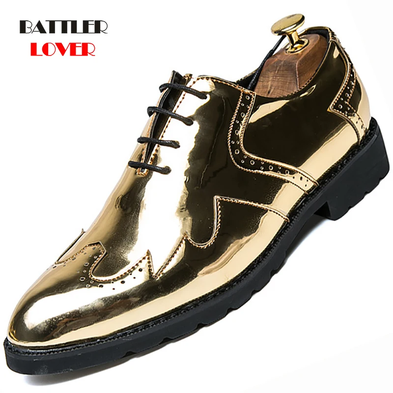 

Мужские туфли-оксфорды из натуральной кожи золотого цвета, Классические деловые туфли с перфорацией типа «броги», мужские деловые туфли, модельные туфли из воловьей кожи, свадебные туфли