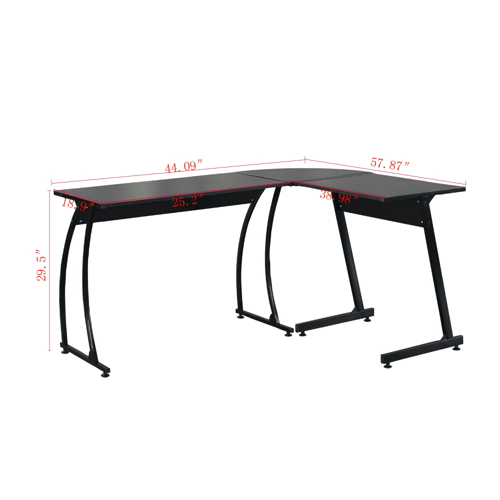 L образный угловой стол для ноутбука E1 15 мм ДСП и 0 7 стальные дуги комбинированный