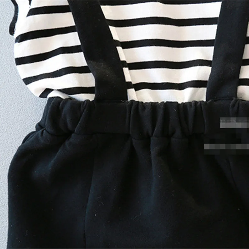 Платья для маленьких девочек модное черное платье с полосками имитацией двух