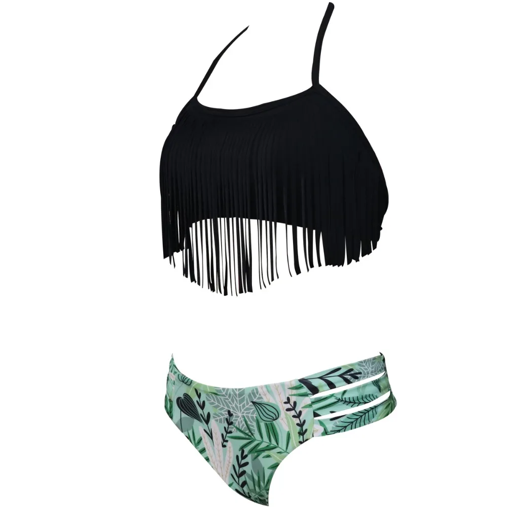 Girls Swimwear Two Piece Swimsuit Bikini Set Tassels Waist Bathing Suit | Спорт и развлечения