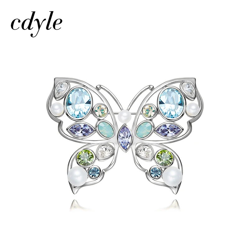 Blue Color Cdyle, украшенные кристаллами, броши для женщин, стразы, модные ювелирные изделия, элегантная Роскошная бабочка, Модный шик - Окраска металла: Blue Color