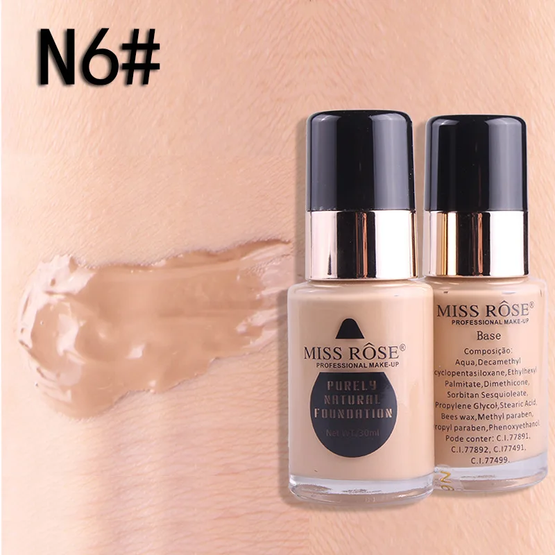 MISS ROSE 30MLGlass Bottle Foundation Repair Nourishing Concealer Foundation - Цвет: N6 BEIGE 6