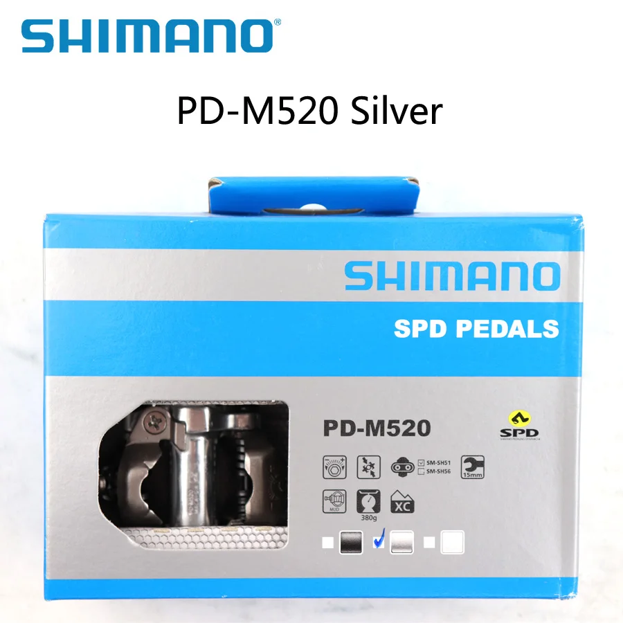 Shimano SPD PD M520 MTB педали с бесклипсой бутсами оригинальная коробка включает SM SH51