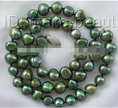 8-9 мм БАРОККО Зеленый Пресноводный Культивированный жемчуг ожерелье | Украшения