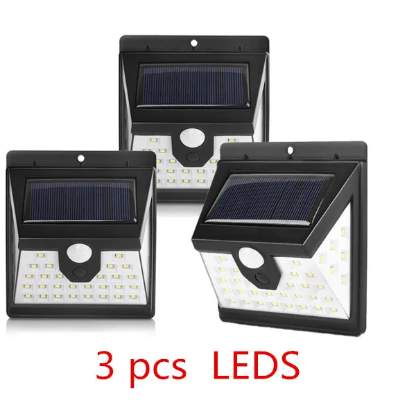 3pcs 40LED 40 светодиодный светильник на солнечных батареях, лампа на солнечных батареях, PIR датчик движения, солнечный светильник s, открытый водонепроницаемый садовый декор, настенные уличные лампы - Испускаемый цвет: 3pcs 40LED
