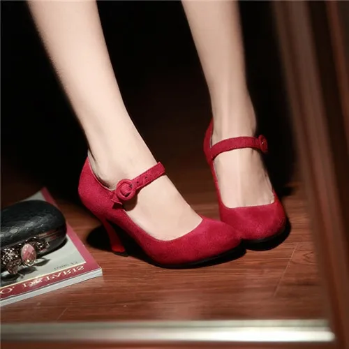 Женские туфли мэри джейн PXELENA элегантные из искусственной замши и нубука на