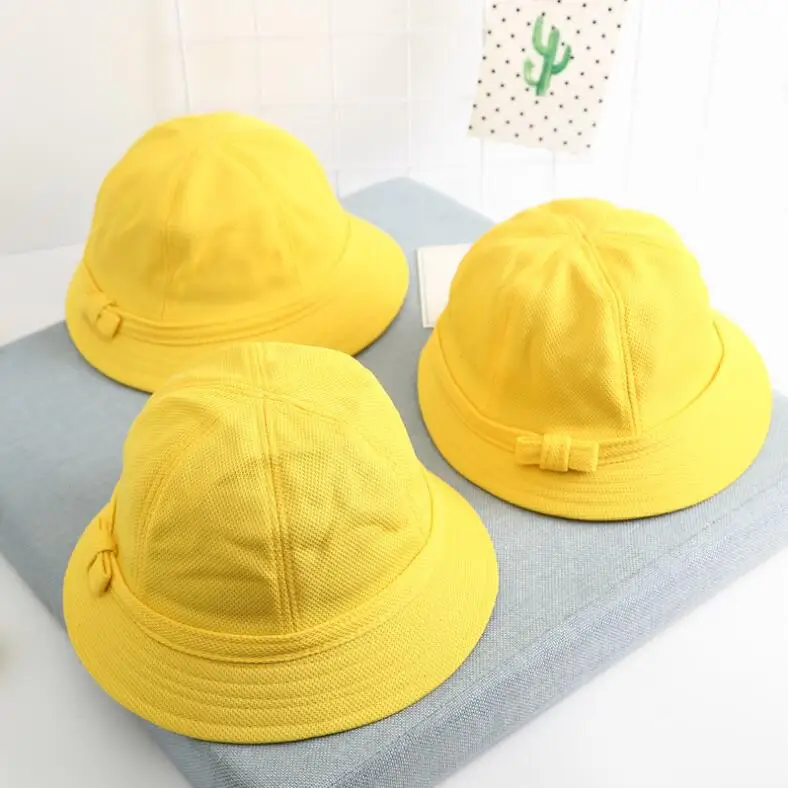 yellow Детская шапка, японская, для детей, для детского сада, для школьников, летняя, сетчатая, Bob, шапки для мальчиков и девочек, для пляжа, для рыбалки, панана, Панама, желтая шапка - Цвет: yellow