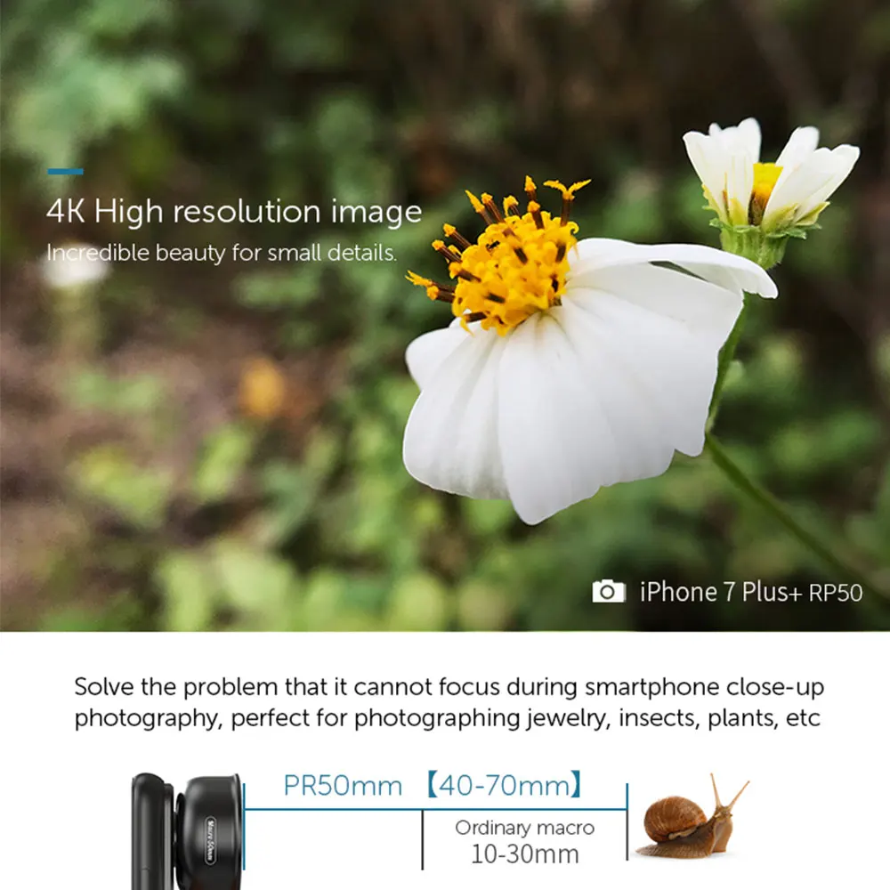 Moveski PR-50 макрообъектив для мобильного телефона объектив камеры 4K 50 мм Оптический Телефон объектив для iPhone Android смартфон